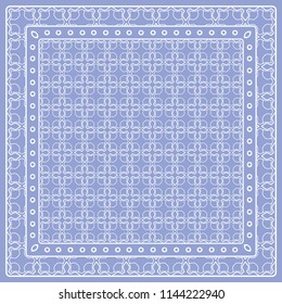 Abstract colored graphic pattern. Geometric ornament with frame, border. Line art, lace, embroidery background. Bandanna, shawl, scarf, tablecloth design for textile fabric print