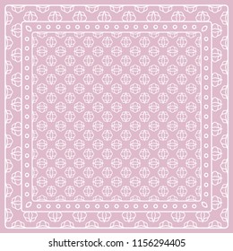 Abstract colored graphic pattern. Geometric ornament with frame, border. Line art, lace, embroidery background. Bandanna, shawl, scarf, tablecloth design for textile fabric print