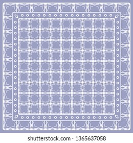 Abstract colored graphic pattern. Geometric ornament with frame, border. Line art, lace, embroidery background. Bandanna, shawl, scarf, tablecloth design for textile fabric print