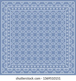 Abstract colored graphic pattern. Geometric ornament with frame, border. Line art, lace, embroidery background. Bandanna, shawl, scarf, tablecloth design for textile fabric print