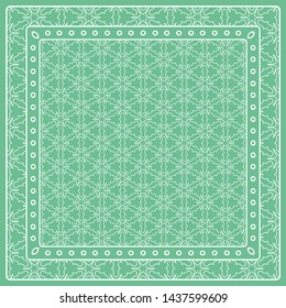 Abstract colored graphic pattern. Geometric ornament with frame, border. Line art, lace, embroidery background. Bandanna, shawl, scarf, tablecloth design for textile fabric print
