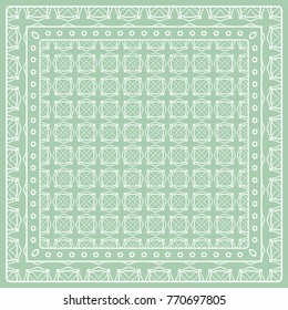 Abstract colored graphic pattern. Geometric ornament with frame, border. Line art, lace, embroidery background. Bandanna, shawl, scarf, tablecloth design for textile fabric print