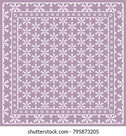 Abstract colored graphic pattern. Geometric ornament with frame, border. Line art, lace, embroidery background. Bandanna, shawl, scarf, tablecloth design for textile fabric print