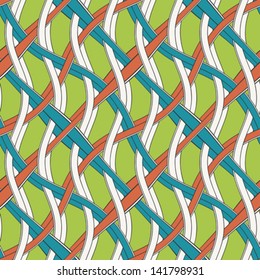 Abstract colored grid weave. Seamless pattern. Vector.