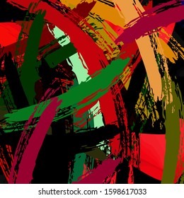 Abstract colored grunge texture of chaotic brush strokes for design of wallpaper, poster, illustration