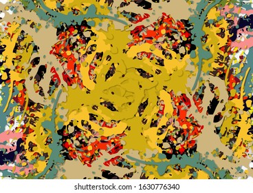 Abstract colored grunge texture of chaotic brush strokes for design of wallpaper, poster, illustration