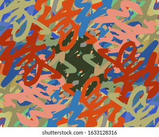 Abstract colored grunge texture of chaotic brush strokes for design of wallpaper, poster, illustration