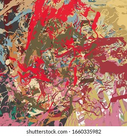 Abstract colored grunge texture of chaotic brush strokes for design of wallpaper, poster, illustration