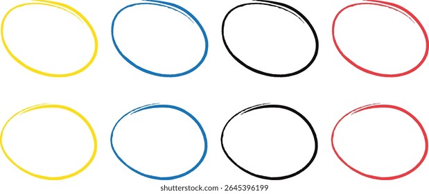 Ilustración vectorial de resaltador de círculo dibujado a mano de color abstracto.