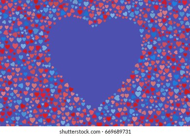 Abstract colored heart or love shape pattern. Good for web page, wallpaper, graphic design, catalog, texture or background. No overlapping. Vector graphic.