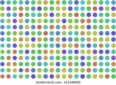 Abstract colored hexagon shape pattern. Good for web page, wallpaper, graphic design, catalog, texture or background. Style of mosaic or tile. Vector graphic.