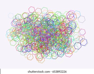 Abstract colored hexagon shape pattern. Good for web page, wallpaper, graphic design, catalog, texture or background. Vector graphic.