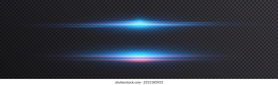 Abstract colored horizontal light with flickering glare and laser effect. For graphic design and game interfaces.	
