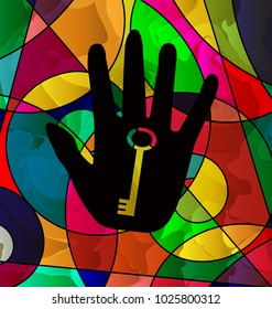 abstract colored image of dark hand