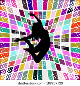 Abstract colored jump acrobat. Vector