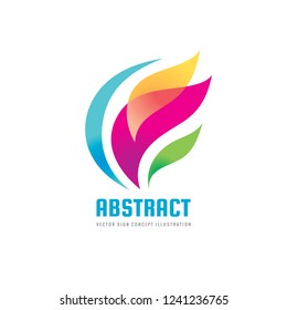 Abstract colored leaves - concept business logo template vector illustration. Positive geometric sign in optimism style. Graphic design elements. 