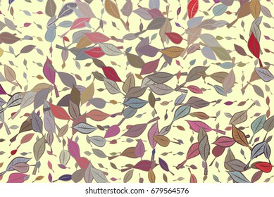 Abstract colored leaves drawing shape pattern. Good for web page, wallpaper, graphic design, catalog, texture or background. Style of mosaic or tile. Vector illustration graphic.