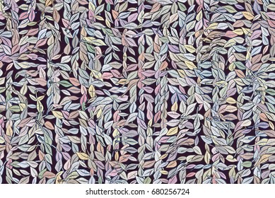 Abstract colored leaves drawing shape pattern. Good for web page, wallpaper, graphic design, catalog, texture or background. Style of mosaic or tile. Vector illustration graphic.