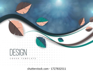 Hojas abstractas de color, olas, fondo moderno brillante, bengalas. Concepto de ecología. Ilustración vectorial para su diseño.