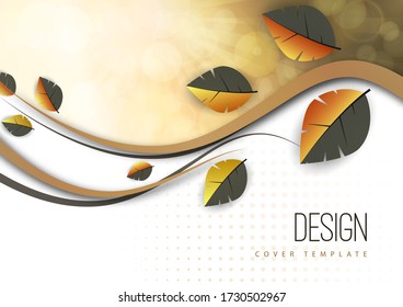 Abstract colored leaves, waves, bright modern background, flare. Ecology concept. Vector illustration for your design.