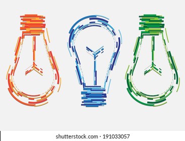 Abstract colored light bulbs. Vector