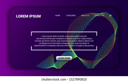 Abstract colored line smooth curve and dot background landingpage