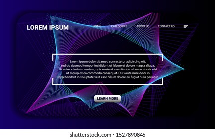 Abstract colored line smooth curve and dot background landingpage