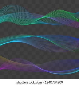 Abstract colored lines, blend wavy lines, presentation element, curve gradient lines, moving dynamic design elements. ESP10 vector