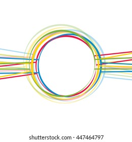 Abstract colored lines and circles on a white background. Vector background. Space for text
