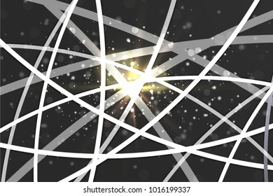 Abstract colored lines on dark background. Glowing Vector Electronic Wire