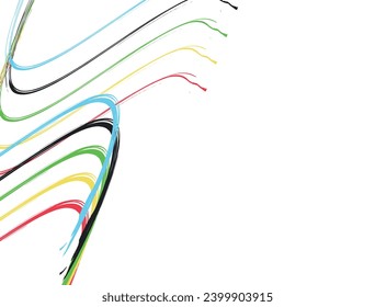 Abstract colored lines on a white background. Vector graphics for design. Waves, texture.