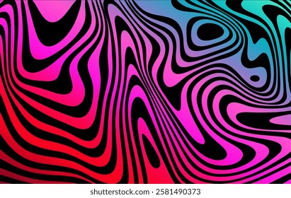 Abstract colored lines on a white background. Geometric lines curved in the form of waves. Vector illustration.