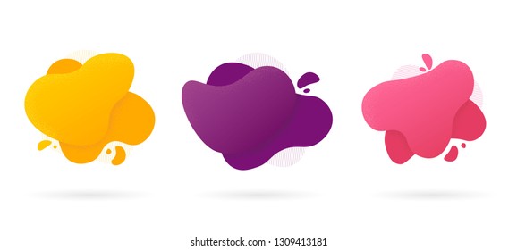 Abstract colored liquid shape isolated on white background. Fluid dynamic colored design with dots. Vector illustration.