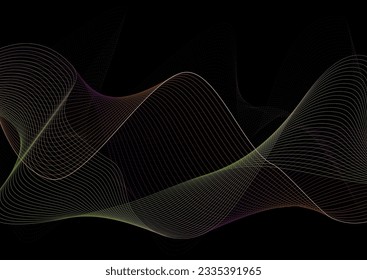 Abstract colored luminous waves on a dark background. Layout of the cover, poster, banner, poster. A template for interior design, creative design and creative ideas