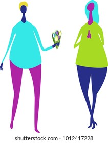 abstract colored man and woman