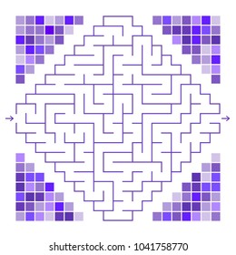 Abstract colored maze decorated with mosaic. An interesting game for children and teenagers. Simple flat vector illustration isolated on white background.