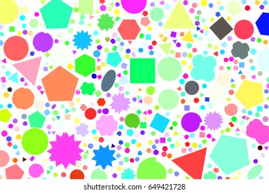 Abstract colored mixed shape pattern. Good for web page, wallpaper, graphic design, catalog, texture or background. Vector graphic.