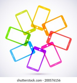 Abstract colored mobile phones.