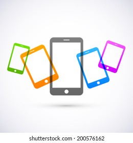 Abstract colored mobile phones.