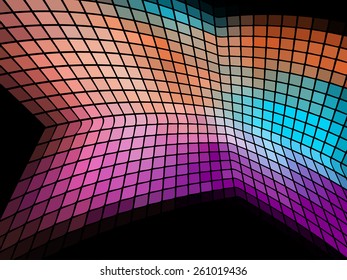 Abstract colored mosaic on black background.