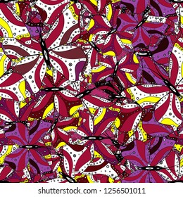 Abstract colored nice butterfly. Seamless background. Illustration on black, purple and white colors. Vector illustration.