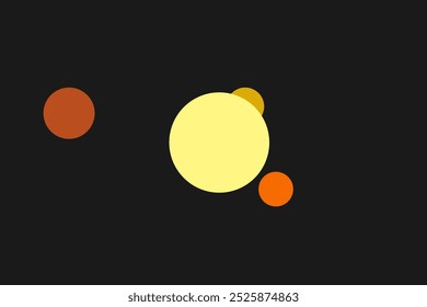 Abstractas de color sobre fondo de espacio negro oscuro ilustración de estrellas y planetas. Imagen de Vector en estilo plano