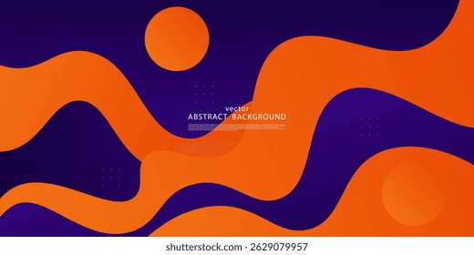 Abstract colored orange liquid background. Trendy blue liquid shape pattern. Vector eps10