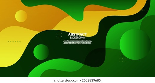 Abstract colored orange liquid pattern on green background. Trendy liquid banner design. Vector Eps10