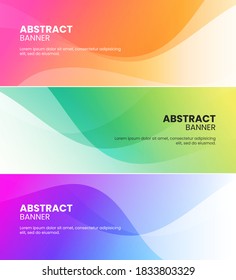 Abstract colored orange, pink, green, blue and purple waves banner backgrounds