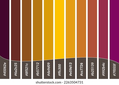 Abstract Colored Palette Guide. Table color shades with color code. Color harmony. Trend colors. Vector illustration EPS 10 File.