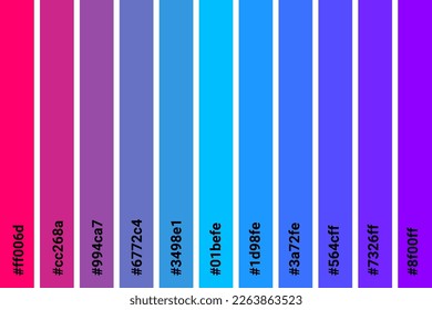 Abstract Colored Palette Guide. Table color shades with color code. Color harmony. Trend colors. Vector illustration EPS 10 File.