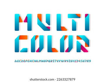 Abstract colored paper alphabet font, for design logo or brand name or game, vector illustration 10EPS