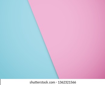 Abstract colored paper blue and pink background. Minimal summer exotic concept with copy space. Border arrangement