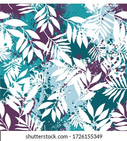 Abstract colored pattern with leaves